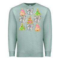 Seafoam Christmas Trees And Bow Premium Sweatshirt - CowhideDigitalArt