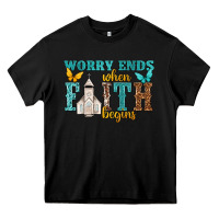 Black worry ends when faith begins Heavy Core Tee - NancyCooperArtShop