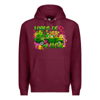 Burgundy Loads of luck St. Patricks Day Premium Hoodie - FaDigitalArtStudio