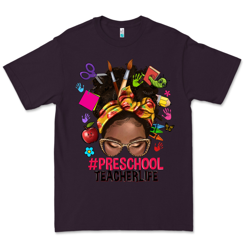 Preschool Teacher Life Afro Messy Bun Premium Tee by NancyCooperArtShop | Teevron