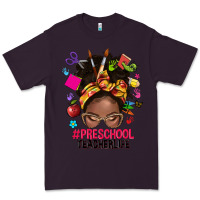 Plum preschool teacher life afro messy bun Premium Tee - NancyCooperArtShop