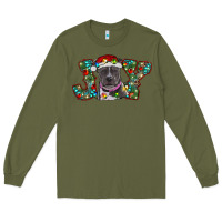 Army Green Christmas Pitbull Joy Long Sleeve Tee - RanaPortraitStore