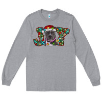 Heather Grey Christmas Pitbull Joy Long Sleeve Tee - RanaPortraitStore