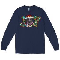 Navy Christmas Pitbull Joy Long Sleeve Tee - RanaPortraitStore