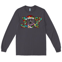 Smoke Christmas Pitbull Joy Long Sleeve Tee - RanaPortraitStore
