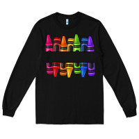 Black custom name crayons Long Sleeve Tee - texasbilliewilder