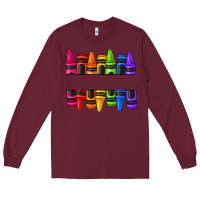 Burgundy custom name crayons Long Sleeve Tee - texasbilliewilder