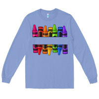 Colony Blue custom name crayons Long Sleeve Tee - texasbilliewilder