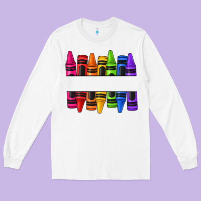 Custom Name Crayons Long Sleeve Tee Designed By Texasbilliewilder