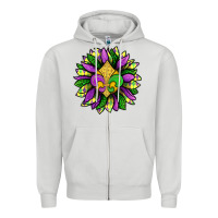 Dove Grey Mardi Gras Sunflower Zipper Hoodie - BundleAndBundleShop