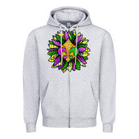 Heather Grey Mardi Gras Sunflower Zipper Hoodie - BundleAndBundleShop