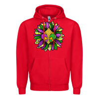 Red Mardi Gras Sunflower Zipper Hoodie - BundleAndBundleShop