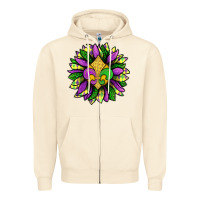 Sandshell Mardi Gras Sunflower Zipper Hoodie - BundleAndBundleShop
