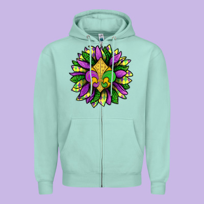 Mardi Gras Sunflower Zipper Hoodie Designed By Bundleandbundleshop