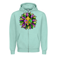 Seafoam Mardi Gras Sunflower Zipper Hoodie - BundleAndBundleShop