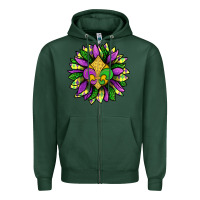 Sports Green Mardi Gras Sunflower Zipper Hoodie - BundleAndBundleShop