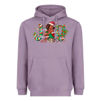 Lavender Joy Girl Black Heavyweight Hoodie - CowhideDigitalArt