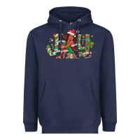 Navy Joy Girl Black Heavyweight Hoodie - CowhideDigitalArt