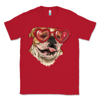Red English bulldog with love glass Classic Tee - RanaPortraitStore