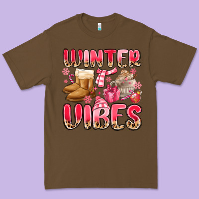 Pink Winter Vibes Premium Tee Designed By Maliassmallbusiness