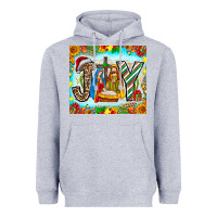 Heather Grey joy jesus Heavyweight Hoodie - CowhideDigitalArt