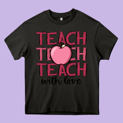Teach With Love Heavy Core Tee Designed By Jahusdesignshop