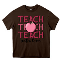 Chocolate Brown teach with love Heavy Core Tee - JahusDesignShop
