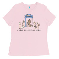 Bubblegum Pink a thrill of hope nativity Ladies Tee - MaliasSmallBusiness