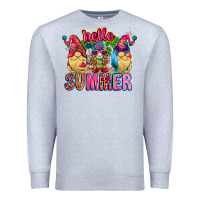 Heather Grey Hello summer Gnome Premium Sweatshirt - CowhideDigitalArt