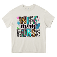 Cream wife mom nurse Heavy Core Tee - NancyCooperArtShop