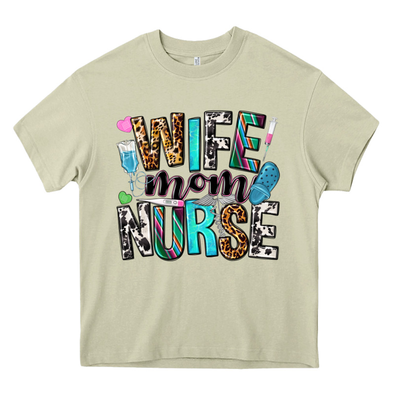 Wife Mom Nurse Heavy Core Tee by NancyCooperArtShop | Teevron