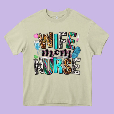 Wife Mom Nurse Heavy Core Tee Designed By Nancycooperartshop