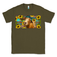 Army Green Goat with sunflowers and leopard Classic Tee - RanaPortraitStore