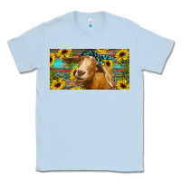 Dusty Blue Goat with sunflowers and leopard Classic Tee - RanaPortraitStore