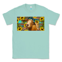 Seafoam Goat with sunflowers and leopard Classic Tee - RanaPortraitStore