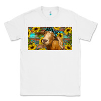 White Goat with sunflowers and leopard Classic Tee - RanaPortraitStore