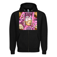 Black cat coffee cups and paw with leopard and glitter seamless pattern bbs Zipper Hoodie - BundleAndBundleShop