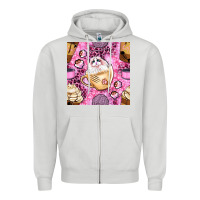 Dove Grey cat coffee cups and paw with leopard and glitter seamless pattern bbs Zipper Hoodie - BundleAndBundleShop