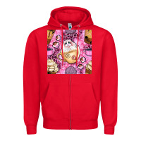 Red cat coffee cups and paw with leopard and glitter seamless pattern bbs Zipper Hoodie - BundleAndBundleShop