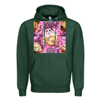 Sports Green cat coffee cups and paw with leopard and glitter seamless pattern bbs Zipper Hoodie - BundleAndBundleShop
