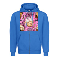 True Royal cat coffee cups and paw with leopard and glitter seamless pattern bbs Zipper Hoodie - BundleAndBundleShop