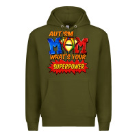 Army Green Autism mom what's your superpower Mother's Day Premium Hoodie - FaDigitalArtStudio