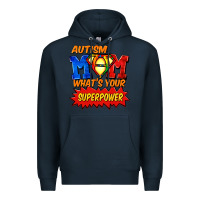 Navy Autism mom what's your superpower Mother's Day Premium Hoodie - FaDigitalArtStudio