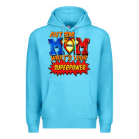 Ocean Blue Autism mom what's your superpower Mother's Day Premium Hoodie - FaDigitalArtStudio