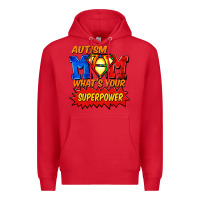 Red Autism mom what's your superpower Mother's Day Premium Hoodie - FaDigitalArtStudio