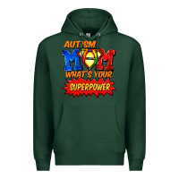 Sports Green Autism mom what's your superpower Mother's Day Premium Hoodie - FaDigitalArtStudio