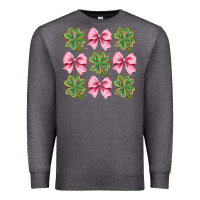 Charcoal Heather clover bow Premium Sweatshirt - CowhideDigitalArt