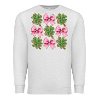Oatmeal Heather clover bow Premium Sweatshirt - CowhideDigitalArt