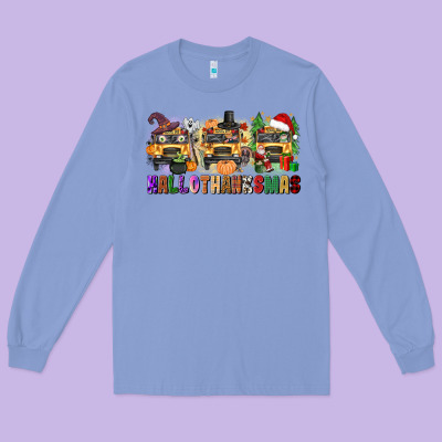 Hallothanksmas Long Sleeve Tee Designed By Texasbilliewilder