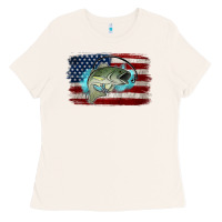Bone American Flag Fish Ladies Tee - Jasminsmagicworld